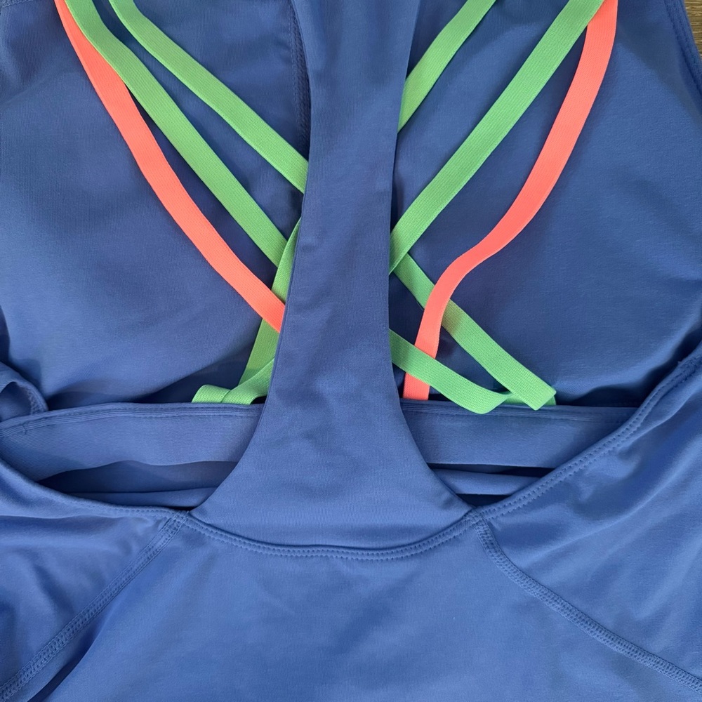 Fabletics Boost Blue Strappy Racerback Active Tank Top Built-in Bra - Picture 7 of 7